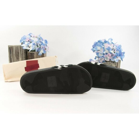 Valentino Black White Feather Embellished Pool Slide Sandals Sz 37 NIB - Picture 5 of 6